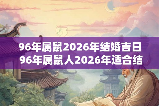96年属鼠2026年结婚吉日 96年属鼠人2026年适合结婚的日子 96年属鼠2026年结婚吉日 96年属鼠人2026年适合结婚的日子