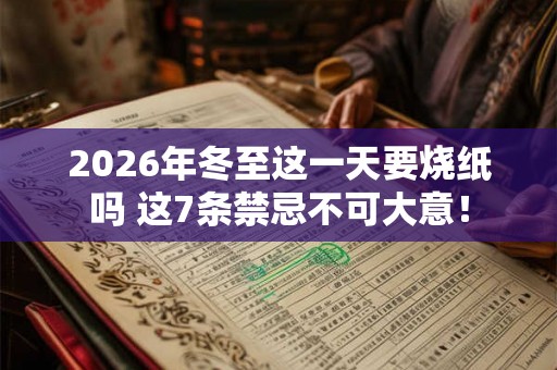 2026年冬至这一天要烧纸吗 这7条禁忌不可大意！