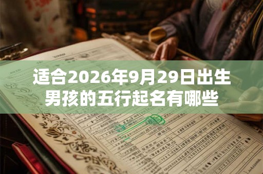 适合2026年9月29日出生男孩的五行起名有哪些