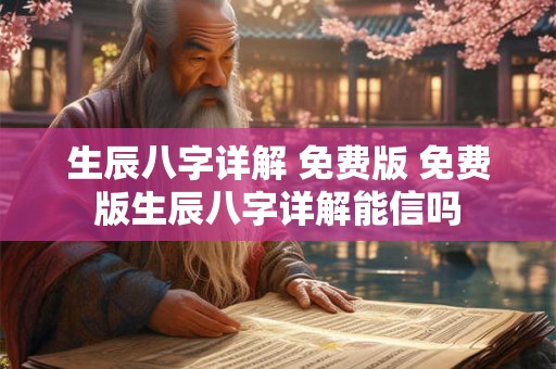 生辰八字详解 免费版 免费版生辰八字详解能信吗 生辰八字详解 免费版 免费版生辰八字详解能信吗