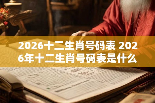 2026十二生肖号码表 2026年十二生肖号码表是什么