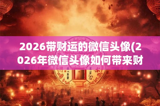 2026带财运的微信头像(2026年微信头像如何带来财运？)