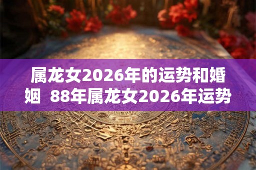属龙女2026年的运势和婚姻  88年属龙女2026年运势及运程