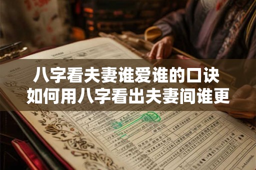 八字看夫妻谁爱谁的口诀 如何用八字看出夫妻间谁更爱谁