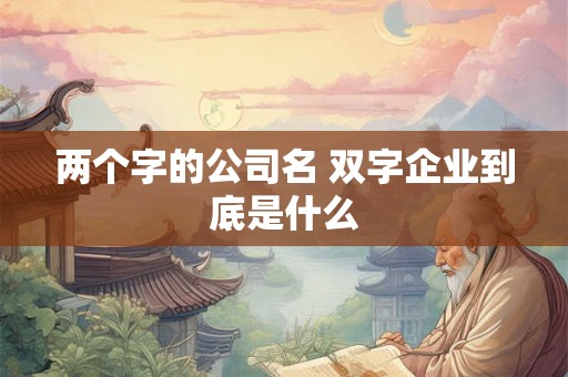 两个字的公司名 双字企业到底是什么