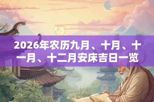 2026年农历九月、十月、十一月、十二月安床吉日一览表