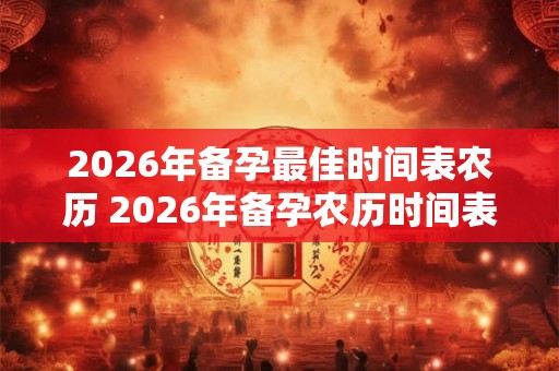 2026年备孕最佳时间表农历 2026年备孕农历时间表