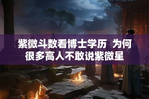 紫微斗数看博士学历  为何很多高人不敢说紫微星
