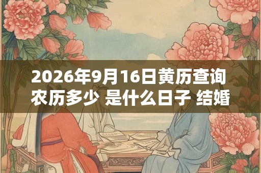 2026年9月16日黄历查询 农历多少 是什么日子 结婚吉时