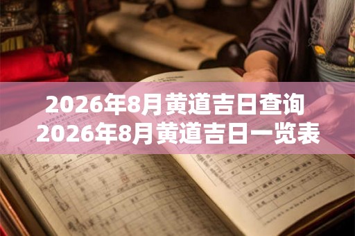 2026年8月黄道吉日查询 2026年8月黄道吉日一览表