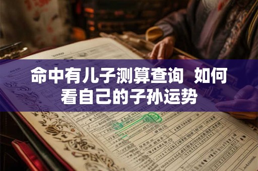 命中有儿子测算查询 如何看自己的子孙运势 命中有儿子测算查询 如何看自己的子孙运势
