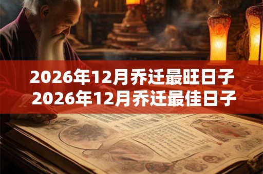 2026年12月乔迁最旺日子 2026年12月乔迁最佳日子