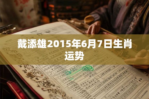 戴添雄2015年6月7日生肖运势
