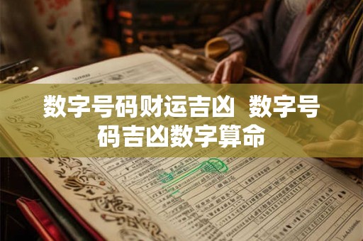 数字号码财运吉凶  数字号码吉凶数字算命