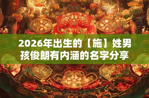 2026年出生的【施】姓男孩俊朗有内涵的名字分享 2026年出生的【施】姓男孩俊朗有内涵的名字分享