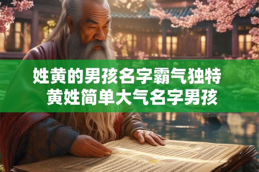 姓黄的男孩名字霸气独特  黄姓简单大气名字男孩