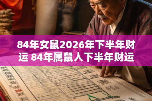 84年女鼠2026年下半年财运 84年属鼠人下半年财运怎么样