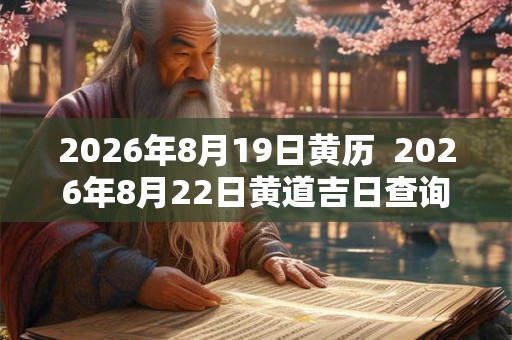 2026年8月19日黄历 2026年8月22日黄道吉日查询 2026年8月19日黄历 2026年8月22日黄道吉日查询