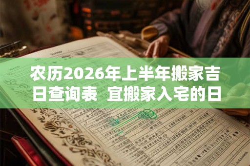 农历2026年上半年搬家吉日查询表  宜搬家入宅的日子