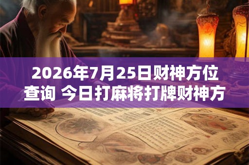 2026年7月25日财神方位查询 今日打麻将打牌财神方位 2026年7月25日财神方位查询 今日打麻将打牌财神方位