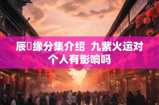 辰歺缘分集介绍  九紫火运对个人有影响吗