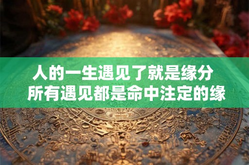 人的一生遇见了就是缘分  所有遇见都是命中注定的缘分