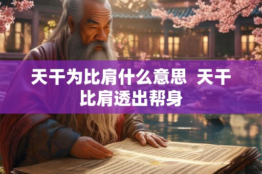 天干为比肩什么意思  天干比肩透出帮身
