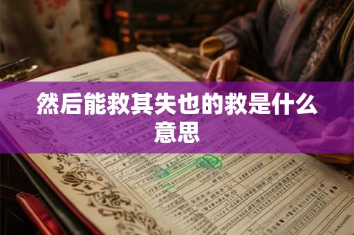 然后能救其失也的救是什么意思