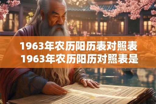 1963年农历阳历表对照表 1963年农历阳历对照表是什么