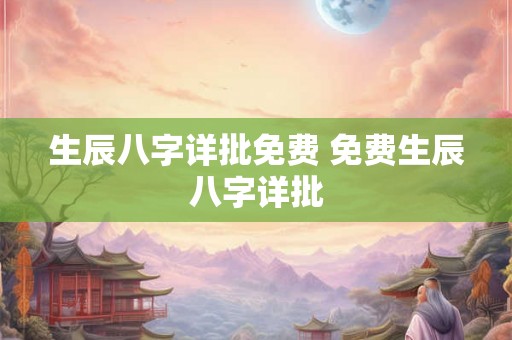 生辰八字详批免费 免费生辰八字详批