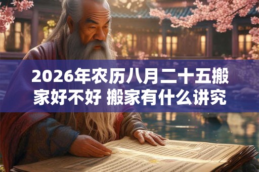 2026年农历八月二十五搬家好不好 搬家有什么讲究和忌讳