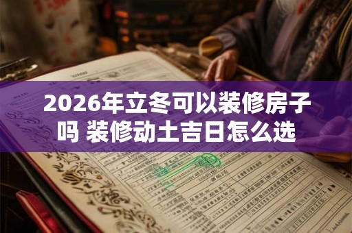 2026年立冬可以装修房子吗 装修动土吉日怎么选