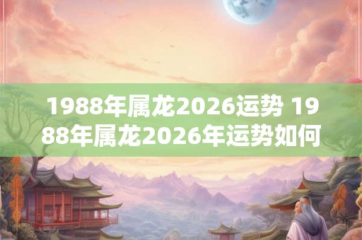1988年属龙2026运势 1988年属龙2026年运势如何