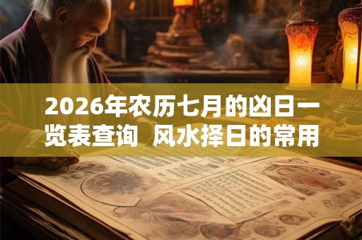 2026年农历七月的凶日一览表查询 风水择日的常用方法 2026年农历七月的凶日一览表查询 风水择日的常用方法