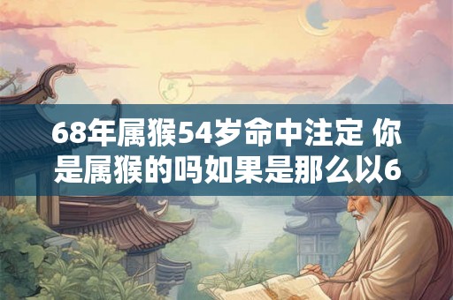68年属猴54岁命中注定 你是属猴的吗如果是那么以68年出生现54岁命中注定为基础你的命运会如何 68年属猴54岁命中注定 你是属猴的吗如果是那么以68年出生现54岁命中注定为基础你的命运会如何
