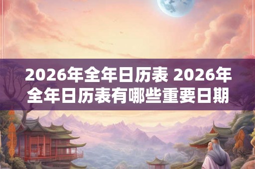 2026年全年日历表 2026年全年日历表有哪些重要日期