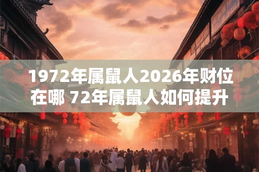 1972年属鼠人2026年财位在哪 72年属鼠人如何提升财运
