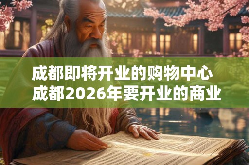 成都即将开业的购物中心  成都2026年要开业的商业购物中心