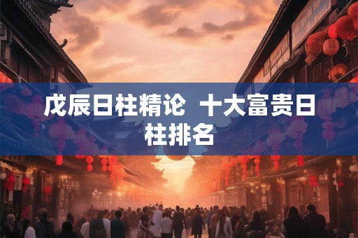 戊辰日柱精论  十大富贵日柱排名