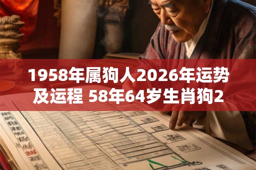 1958年属狗人2026年运势及运程 58年64岁生肖狗2026年每月运势
