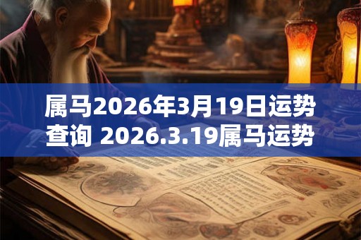 属马2026年3月19日运势查询 2026.3.19属马运势分析