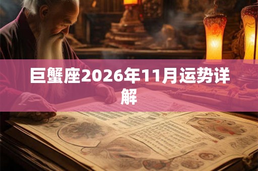 巨蟹座2026年11月运势详解