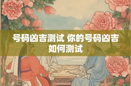 号码凶吉测试 你的号码凶吉如何测试