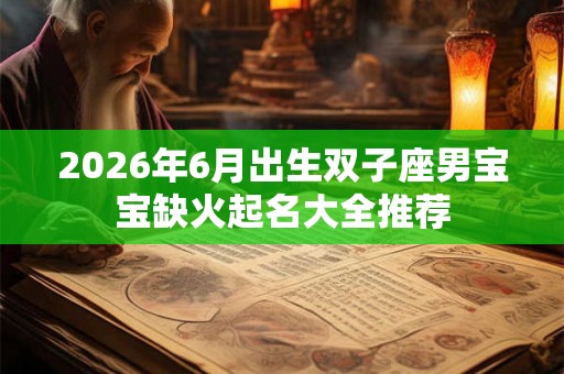 2026年6月出生双子座男宝宝缺火起名大全推荐