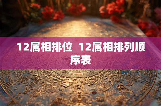 12属相排位  12属相排列顺序表