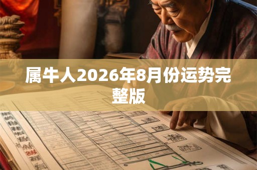 属牛人2026年8月份运势完整版