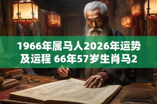 1966年属马人2026年运势及运程 66年57岁生肖马2026年每月运势