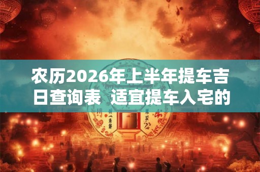 农历2026年上半年提车吉日查询表  适宜提车入宅的黄道吉日