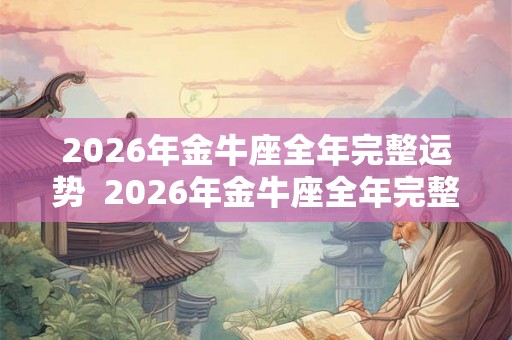 2026年金牛座全年完整运势 2026年金牛座全年完整运气星座屋 2026年金牛座全年完整运势 2026年金牛座全年完整运气星座屋