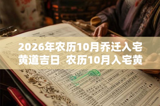 2026年农历10月乔迁入宅黄道吉日  农历10月入宅黄道吉日